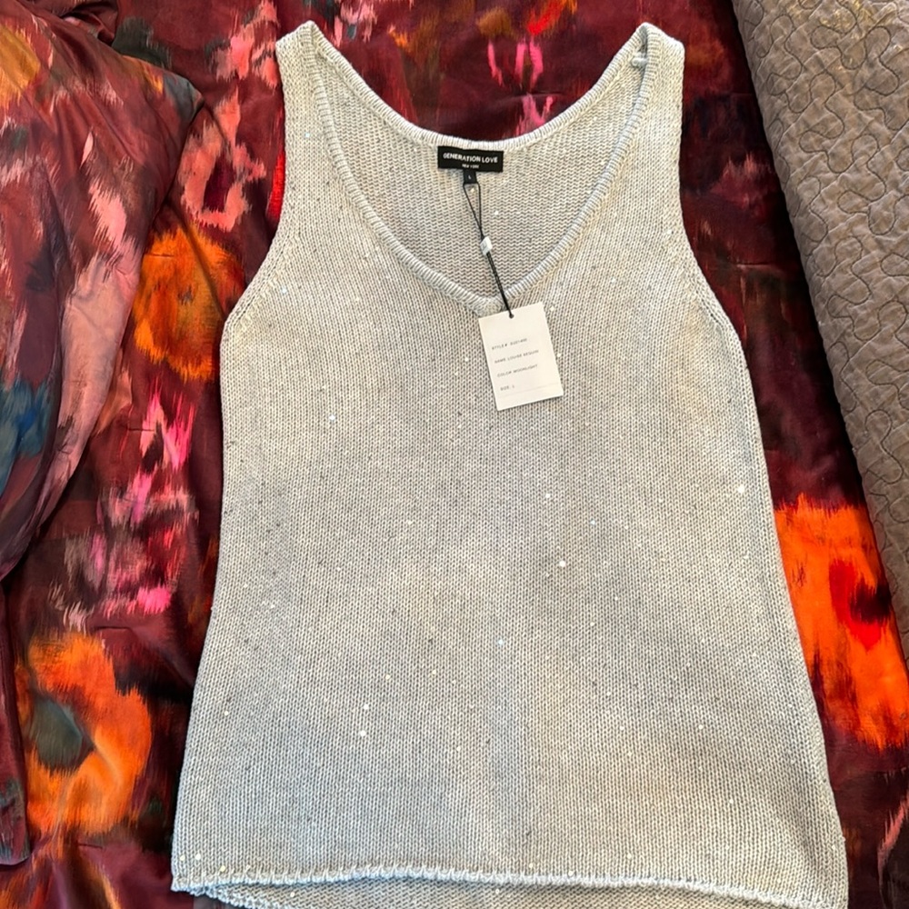 NWT Generation Love Louise Sequin top in moonlight sz large